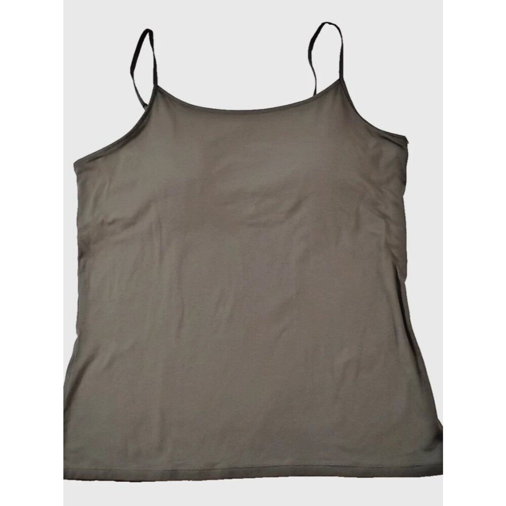 Women BuiltIn Bra Cami Tank Top Soft Stretch Shelf Bra Camisole Green Cotton NEW